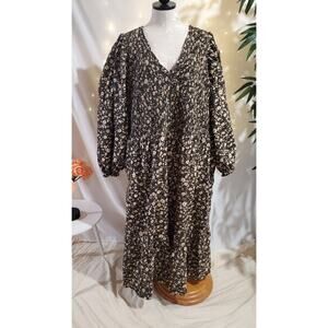 Old Navy Ditsy Floral Fit & Flare Tiered Smocked Midi Dress Plus 4X Cottagecore